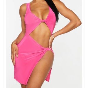 Pink cut out dress with side split.